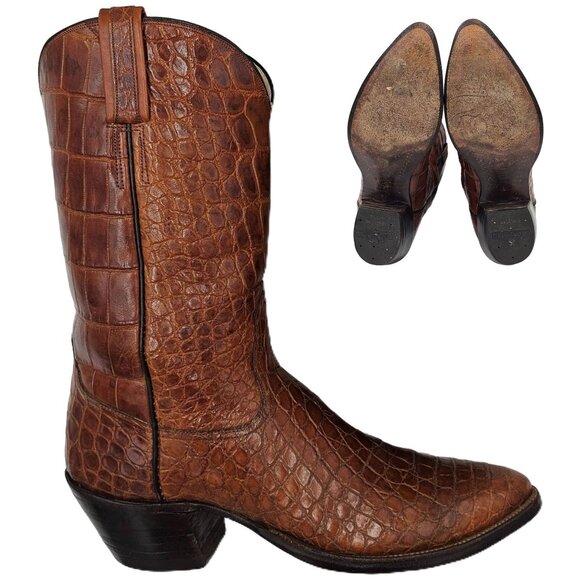 Rios of Mercedes Other - Vintage Rios of Mercedes Custom Full Alligator Brown Cowboy Boots Raymondville